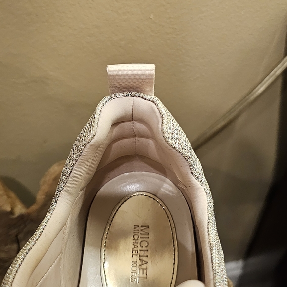 Michael Kors Olympia Glitter Chain Mesh And Leather Trainer - Picture 13 of 13